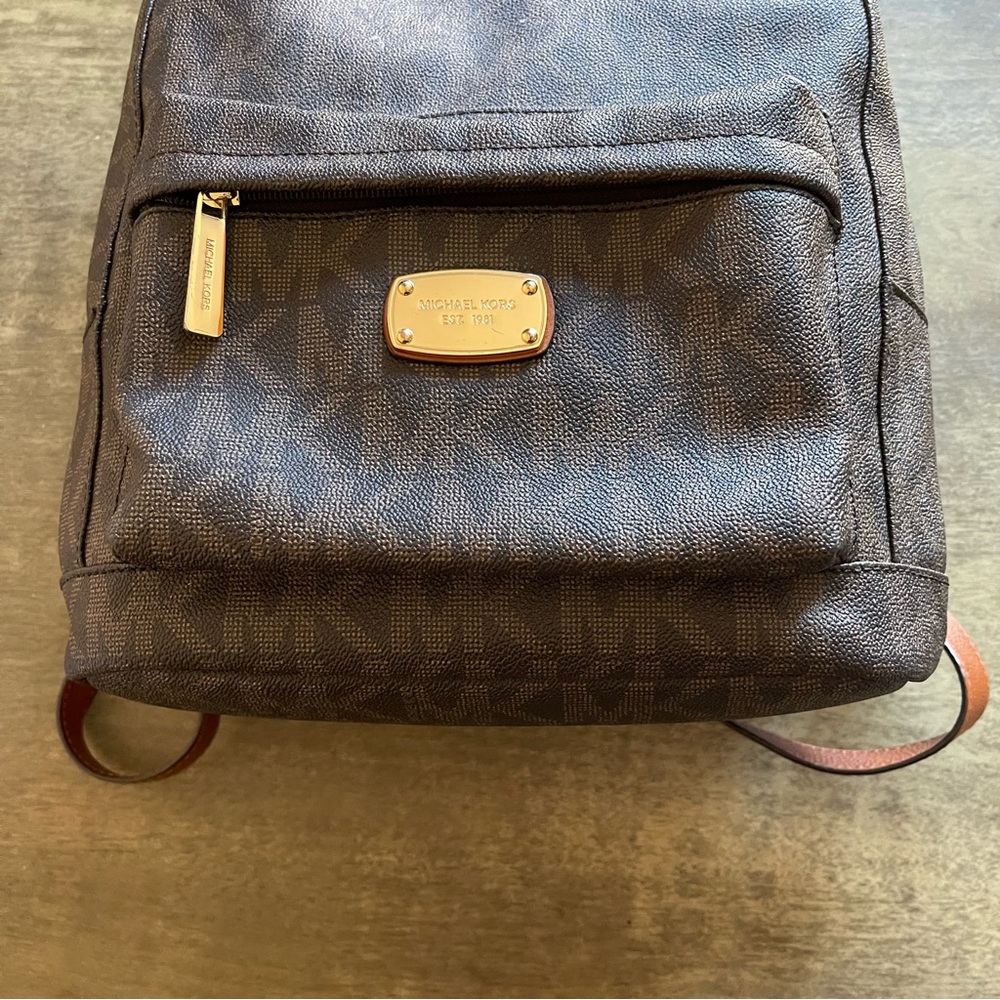 Michael Kors Dark Brown Monogram large Backpack - Picture 9 of 16